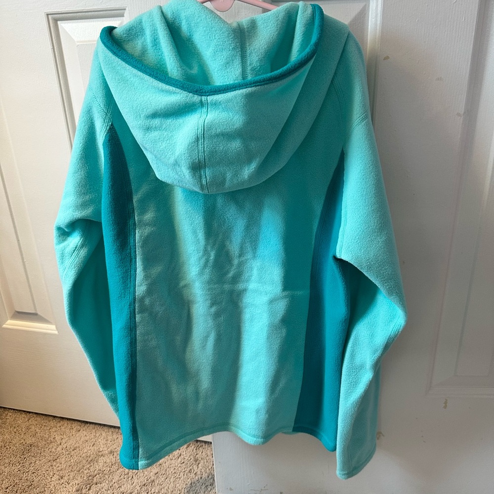 The North Face Green and Blue Raincoat with Hood